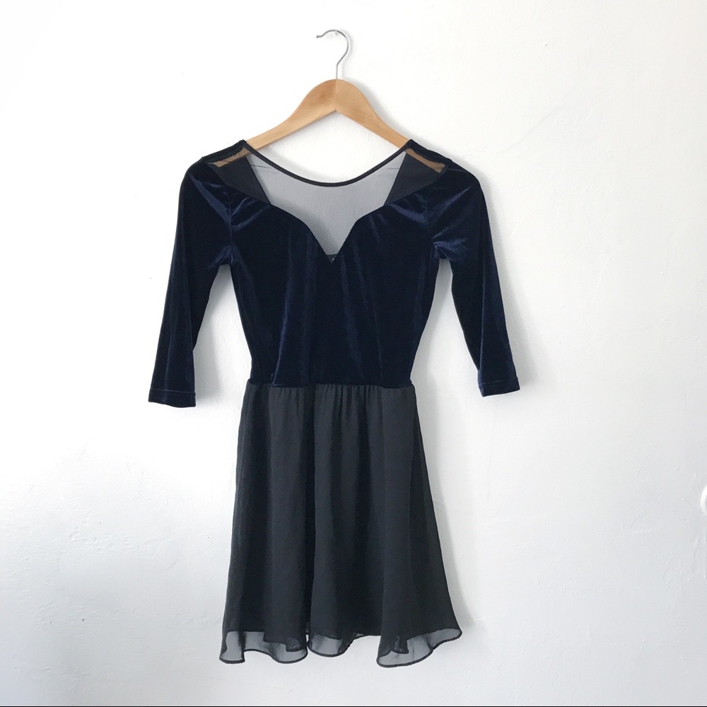 Velvet blue skater dress